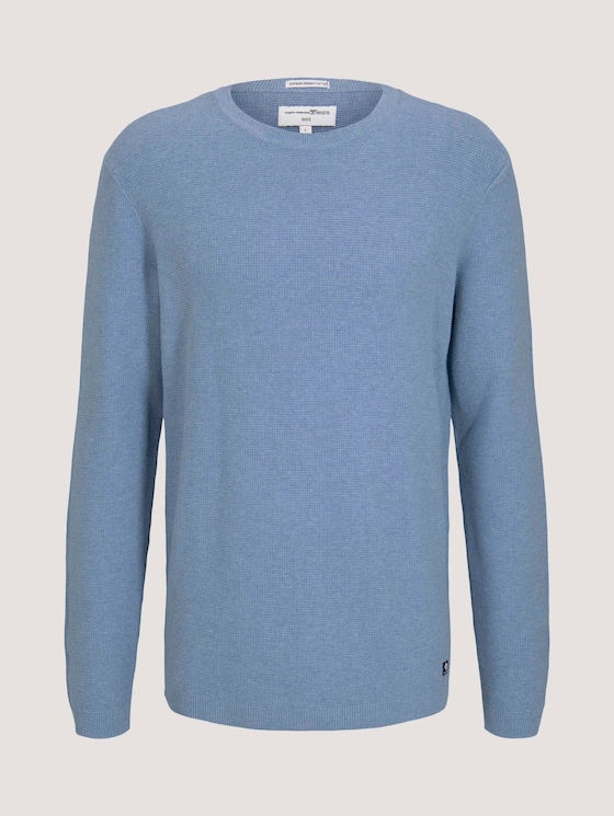 Pullover mit Waffelstruktur - Männer - soft light blue melange Pullover mit Waffelstruktur - Männer - soft light blue melange - 7 - TOM TAILOR Denim