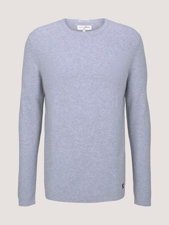 Pullover mit Waffelstruktur - Männer - lava stone grey melange Pullover mit Waffelstruktur - Männer - lava stone grey melange - 7 - TOM TAILOR Denim