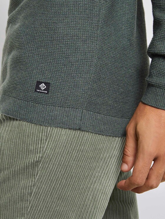Pullover mit Waffelstruktur - Männer - pale bark green melange Pullover mit Waffelstruktur - Männer - pale bark green melange - 10 - TOM TAILOR Denim