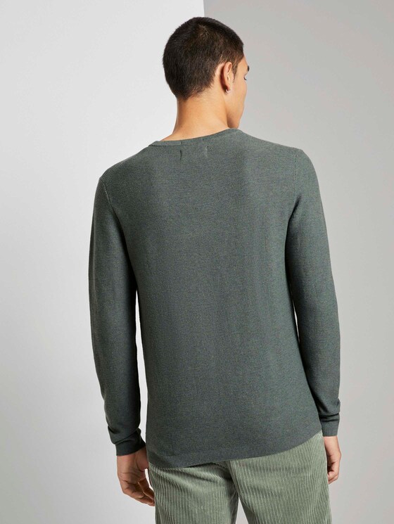 Pullover mit Waffelstruktur - Männer - pale bark green melange Pullover mit Waffelstruktur - Männer - pale bark green melange - 2 - TOM TAILOR Denim