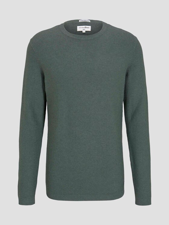 Pullover mit Waffelstruktur - Männer - pale bark green melange Pullover mit Waffelstruktur - Männer - pale bark green melange - 7 - TOM TAILOR Denim