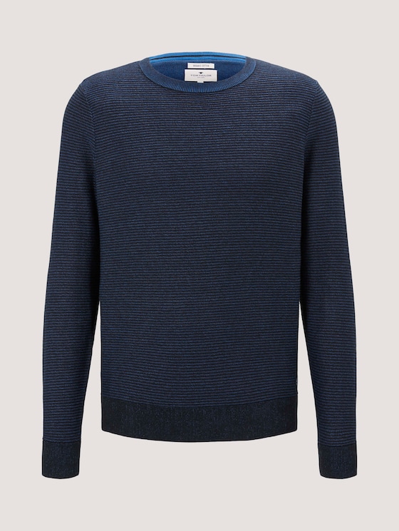Basic Pullover mit Streifenstruktur - Männer - Electric Blue Basic Pullover mit Streifenstruktur - Männer - Electric Blue - 7 - TOM TAILOR