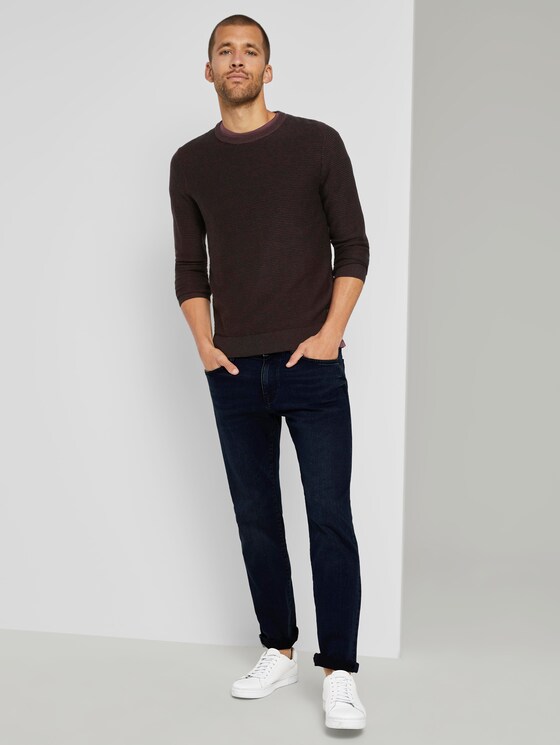 Basic Pullover mit Streifenstruktur - Männer - Dusty Wildberry Red Basic Pullover mit Streifenstruktur - Männer - Dusty Wildberry Red - 3 - TOM TAILOR