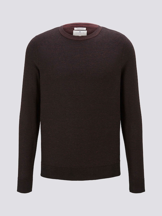 Basic Pullover mit Streifenstruktur - Männer - Dusty Wildberry Red Basic Pullover mit Streifenstruktur - Männer - Dusty Wildberry Red - 7 - TOM TAILOR