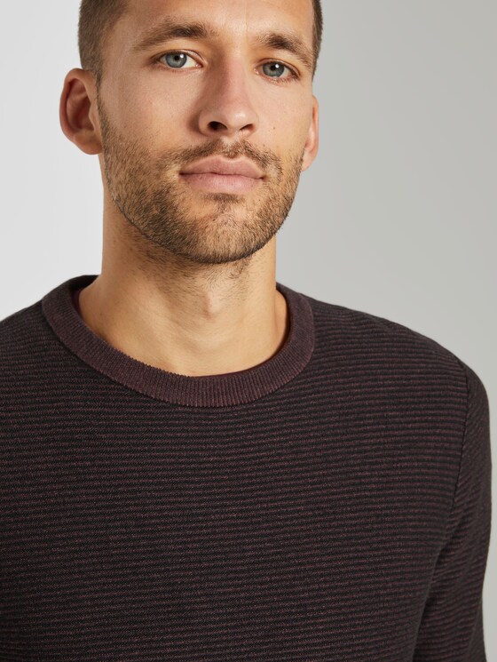 Basic Pullover mit Streifenstruktur - Männer - Dusty Wildberry Red Basic Pullover mit Streifenstruktur - Männer - Dusty Wildberry Red - 9 - TOM TAILOR