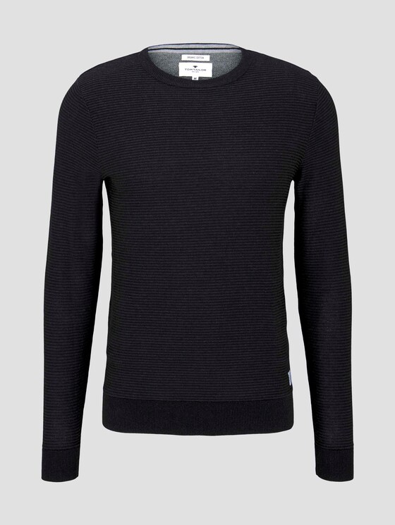 Basic Pullover mit Streifenstruktur - Männer - Black Basic Pullover mit Streifenstruktur - Männer - Black - 7 - TOM TAILOR