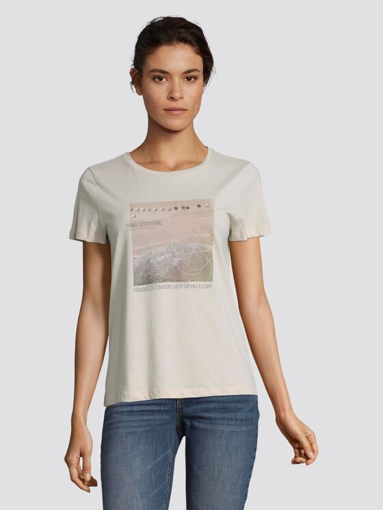 T-shirt with artwork - Women - dusty alabaster T-shirt with artwork - Women - dusty alabaster - 1 - TOM TAILOR