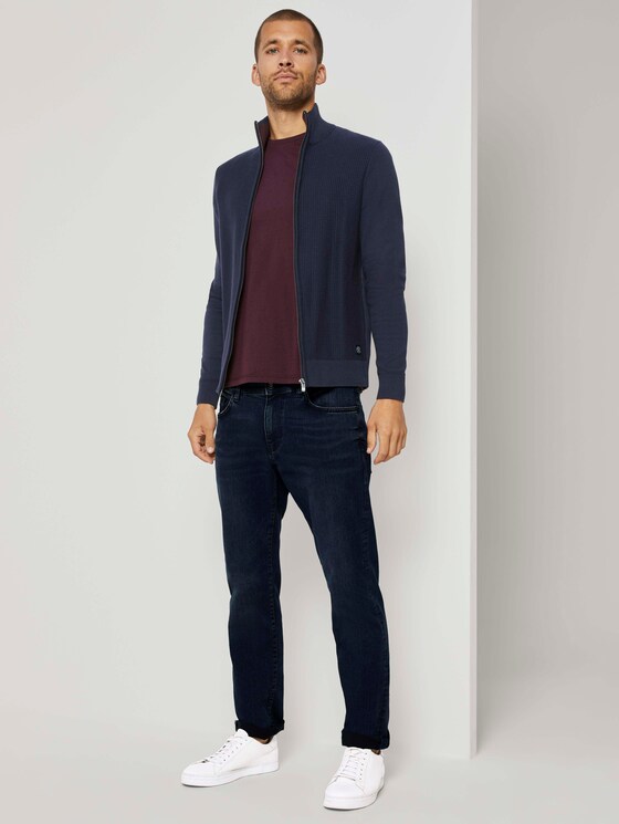 Strukturierte Strickjacke mit Stehkragen - Männer - Knitted Navy Strukturierte Strickjacke mit Stehkragen - Männer - Knitted Navy - 3 - TOM TAILOR