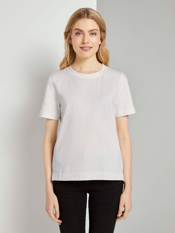 Modernes Basic T-Shirt - Frauen - Whisper White Modernes Basic T-Shirt - Frauen - Whisper White - 1 - TOM TAILOR