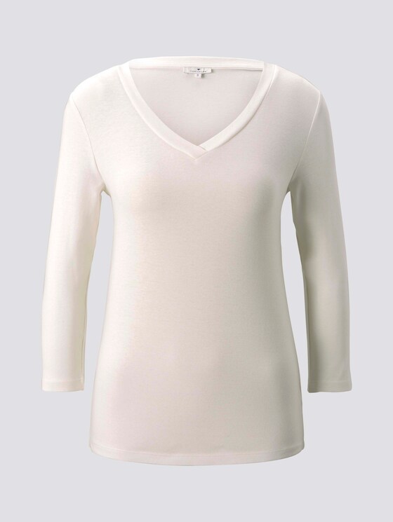 Shirt mit V-Ausschnitt - Frauen - Whisper White Shirt mit V-Ausschnitt - Frauen - Whisper White - 7 - TOM TAILOR