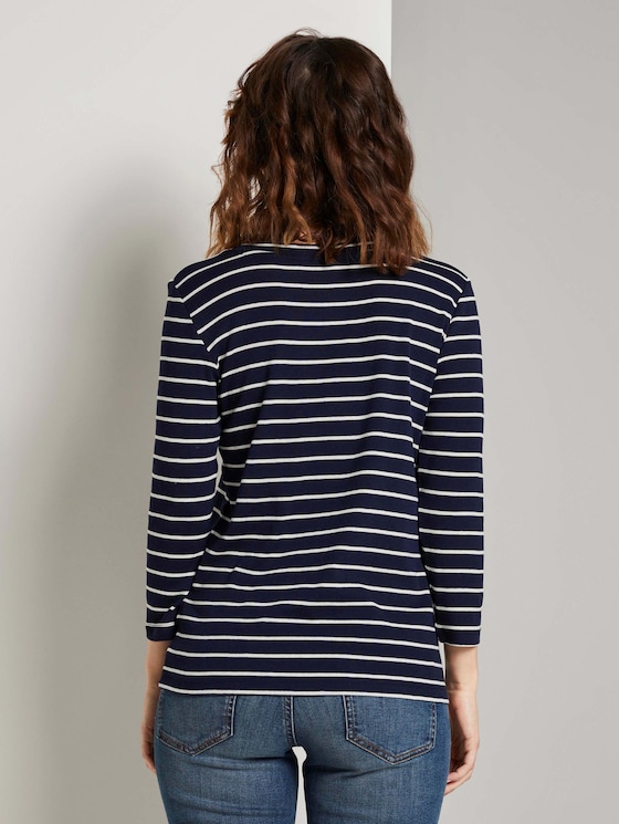 Shirt mit V-Ausschnitt - Frauen - navy stripe Shirt mit V-Ausschnitt - Frauen - navy stripe - 2 - TOM TAILOR