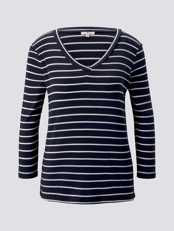 Shirt mit V-Ausschnitt - Frauen - navy stripe Shirt mit V-Ausschnitt - Frauen - navy stripe - 7 - TOM TAILOR