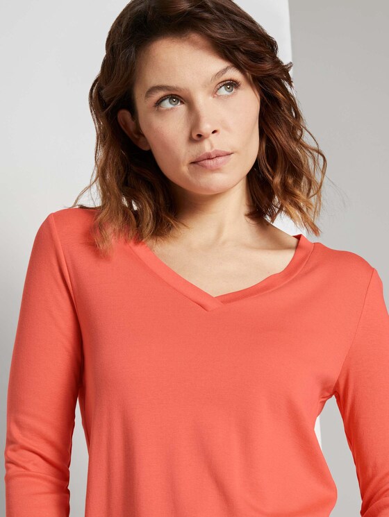 Shirt mit V-Ausschnitt - Frauen - strong peach tone Shirt mit V-Ausschnitt - Frauen - strong peach tone - 9 - TOM TAILOR