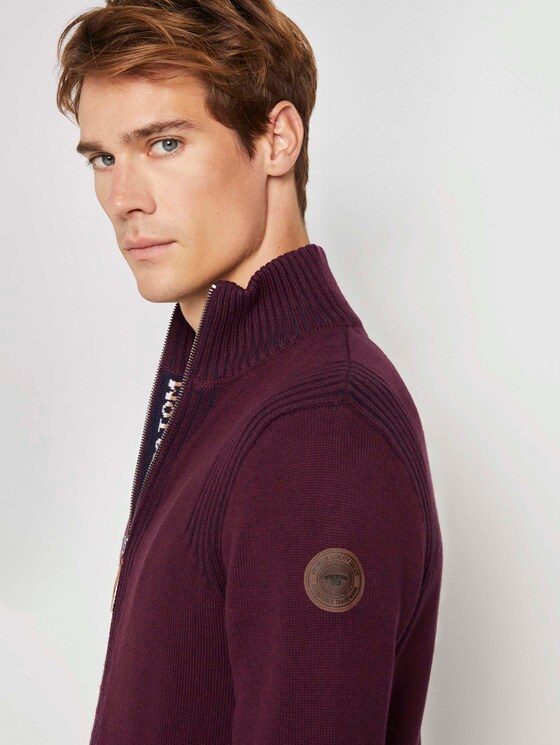 Melierte Strickjacke mit Stehkragen - Männer - Gipsy Purple Melierte Strickjacke mit Stehkragen - Männer - Gipsy Purple - 10 - TOM TAILOR