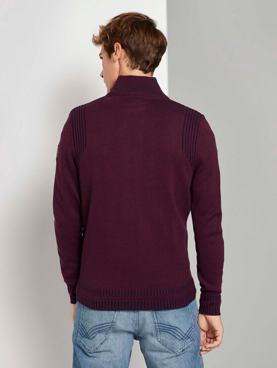 Melierte Strickjacke mit Stehkragen - Männer - Gipsy Purple Melierte Strickjacke mit Stehkragen - Männer - Gipsy Purple - 2 - TOM TAILOR