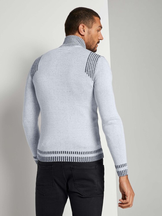 Melierte Strickjacke mit Stehkragen - Männer - Light Marsmallow Melierte Strickjacke mit Stehkragen - Männer - Light Marsmallow - 2 - TOM TAILOR