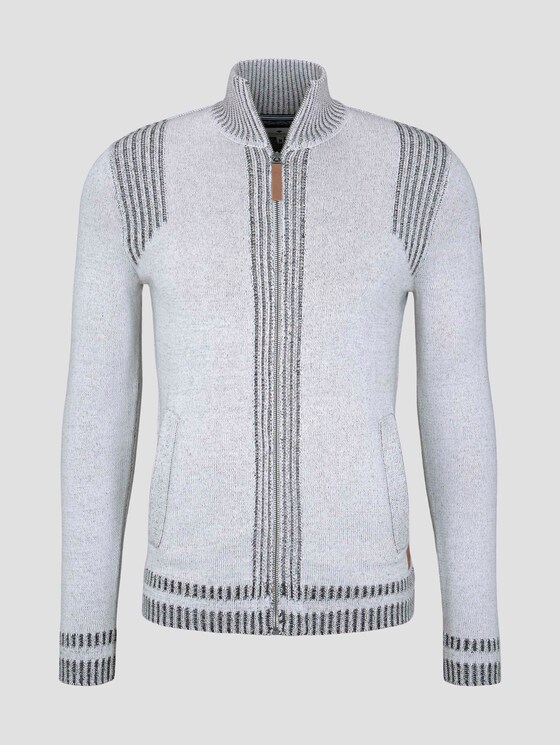 Melierte Strickjacke mit Stehkragen - Männer - Light Marsmallow Melierte Strickjacke mit Stehkragen - Männer - Light Marsmallow - 7 - TOM TAILOR