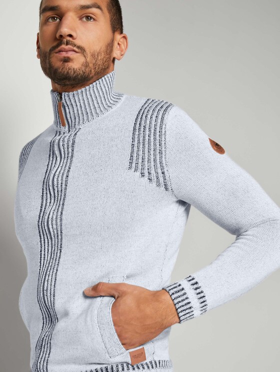 Melierte Strickjacke mit Stehkragen - Männer - Light Marsmallow Melierte Strickjacke mit Stehkragen - Männer - Light Marsmallow - 9 - TOM TAILOR