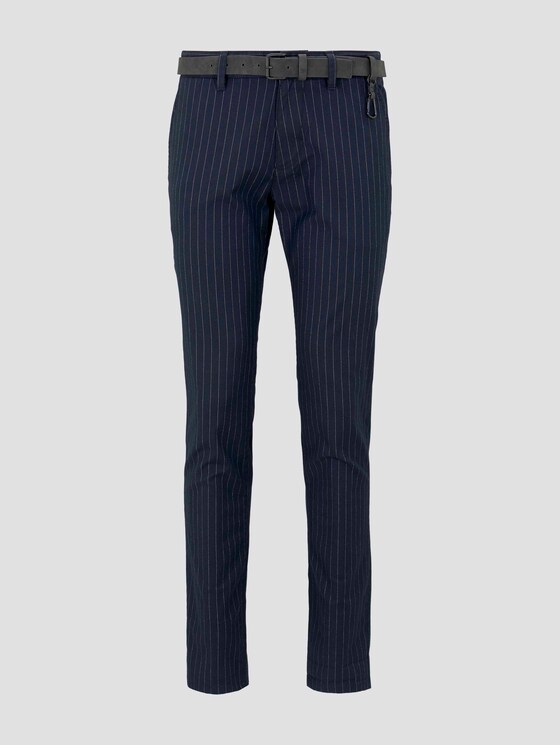 Strukturierte Chinohose mit Gürtel - Männer - navy pinstripe Strukturierte Chinohose mit Gürtel - Männer - navy pinstripe - 7 - TOM TAILOR Denim