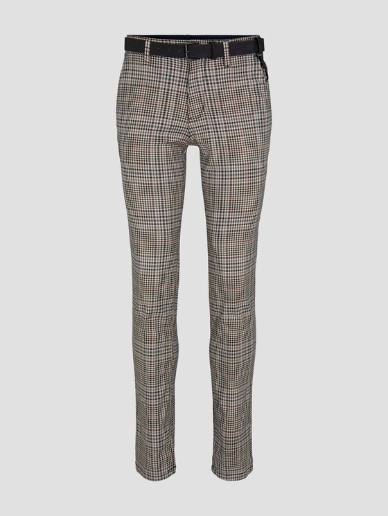 Strukturierte Chinohose mit Gürtel - Männer - brown beige check Strukturierte Chinohose mit Gürtel - Männer - brown beige check - 7 - TOM TAILOR Denim