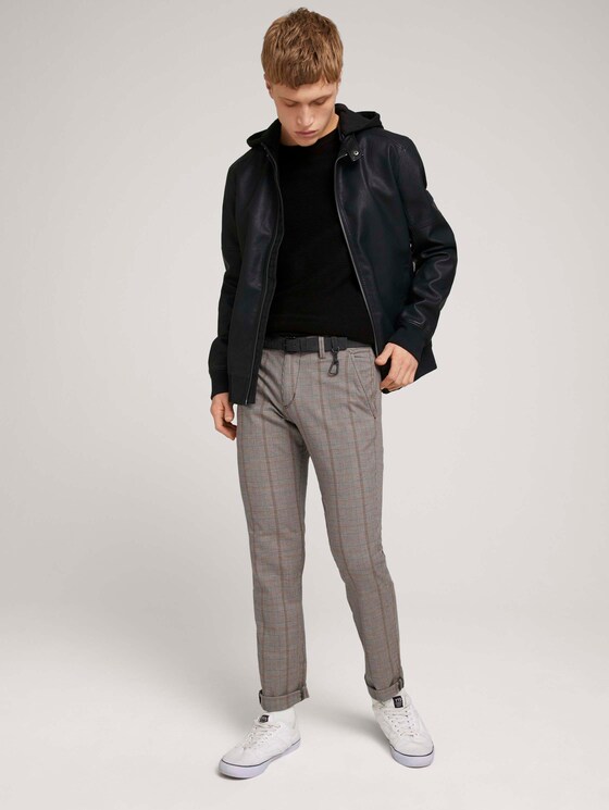 Strukturierte Chinohose mit Gürtel - Männer - brown ochre classic check Strukturierte Chinohose mit Gürtel - Männer - brown ochre classic check - 3 - TOM TAILOR Denim