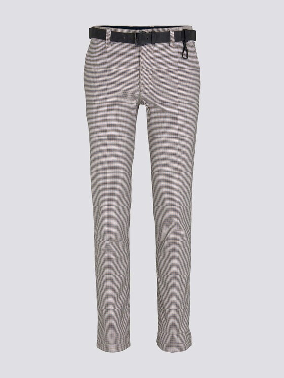 Strukturierte Chinohose mit Gürtel - Männer - beige navy brown houndstooth Strukturierte Chinohose mit Gürtel - Männer - beige navy brown houndstooth - 7 - TOM TAILOR Denim