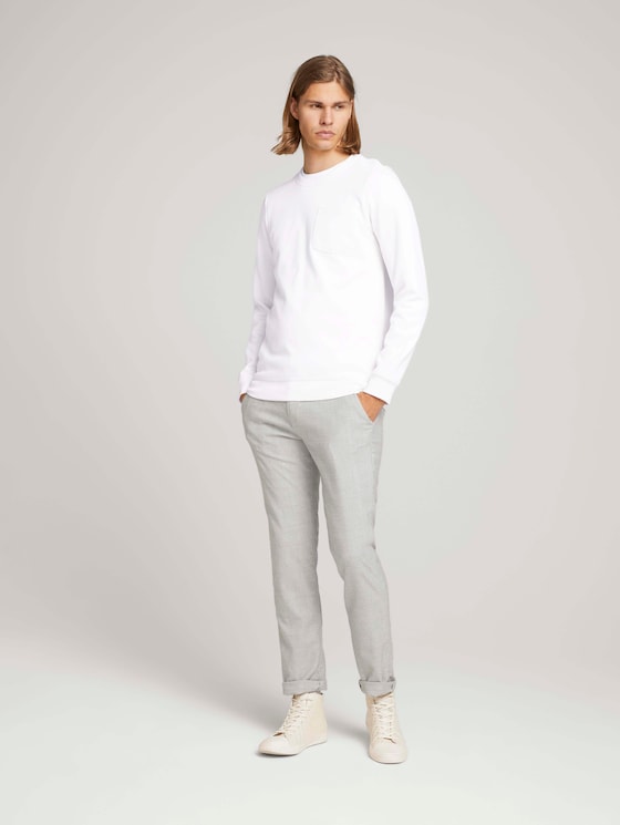 Strukturierte Chinohose mit Gürtel - Männer - silver grey check Strukturierte Chinohose mit Gürtel - Männer - silver grey check - 3 - TOM TAILOR Denim
