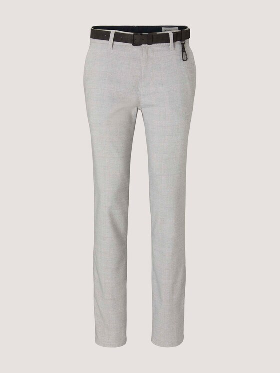 Strukturierte Chinohose mit Gürtel - Männer - silver grey check Strukturierte Chinohose mit Gürtel - Männer - silver grey check - 7 - TOM TAILOR Denim
