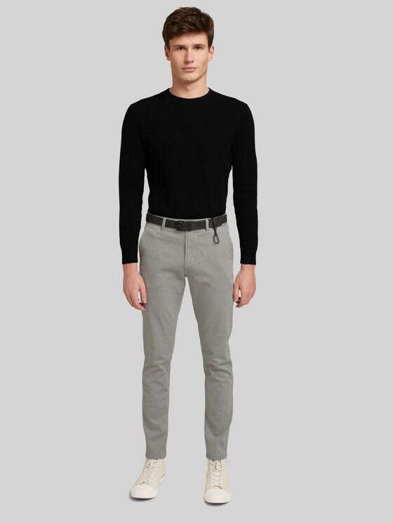 Textured chinos with a belt by Tom Tailor