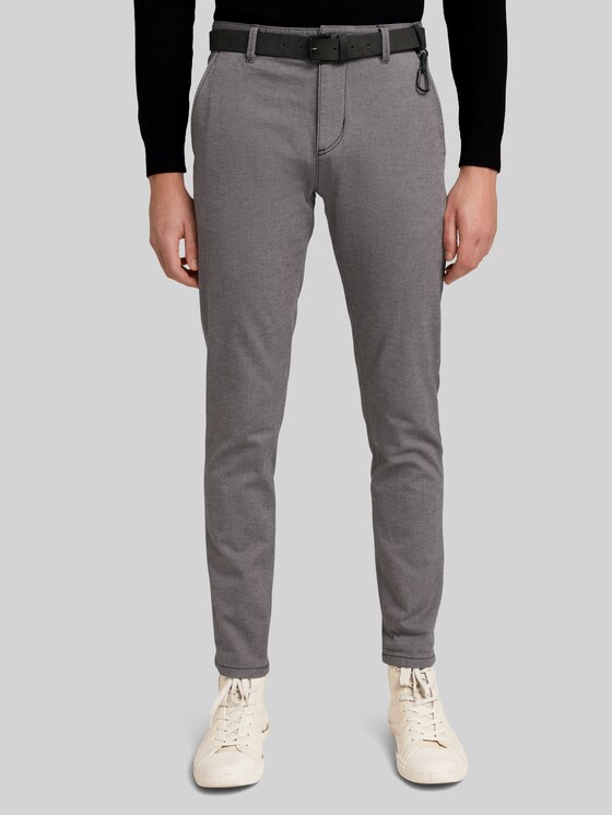 Textured chinos with a belt by Tom Tailor