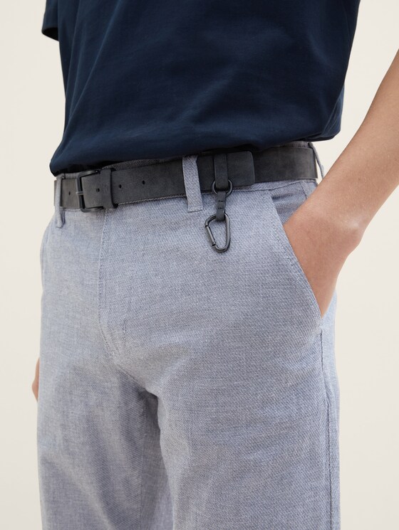 Textured chinos with a belt