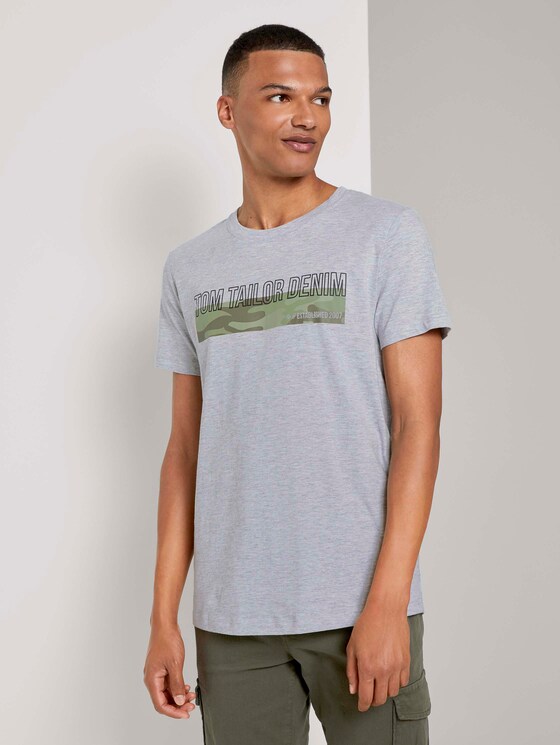 T-Shirt mit Camouflage-Print - Männer - Light Stone Grey Melange T-Shirt mit Camouflage-Print - Männer - Light Stone Grey Melange - 1 - TOM TAILOR Denim