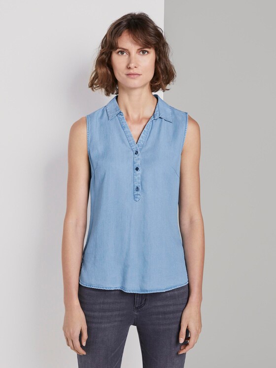 Ärmellose Bluse - Frauen - Blue Denim Ärmellose Bluse - Frauen - Blue Denim - 1 - TOM TAILOR