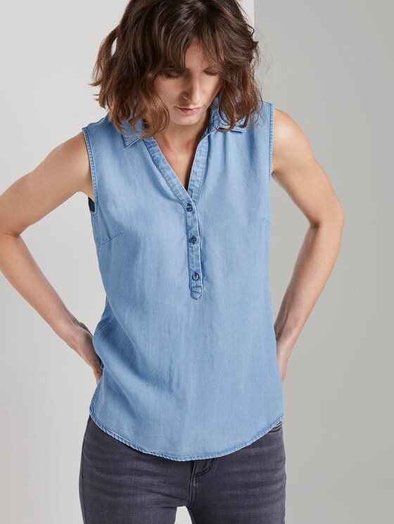 Ärmellose Bluse - Frauen - Blue Denim Ärmellose Bluse - Frauen - Blue Denim - 5 - TOM TAILOR