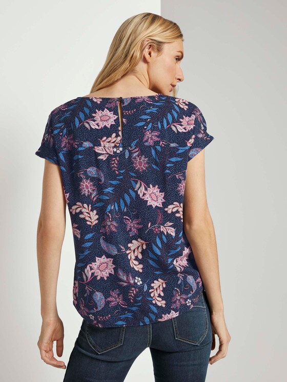 Kurzarm-Bluse mit Blumenmuster - Frauen - navy floral design Kurzarm-Bluse mit Blumenmuster - Frauen - navy floral design - 2 - TOM TAILOR