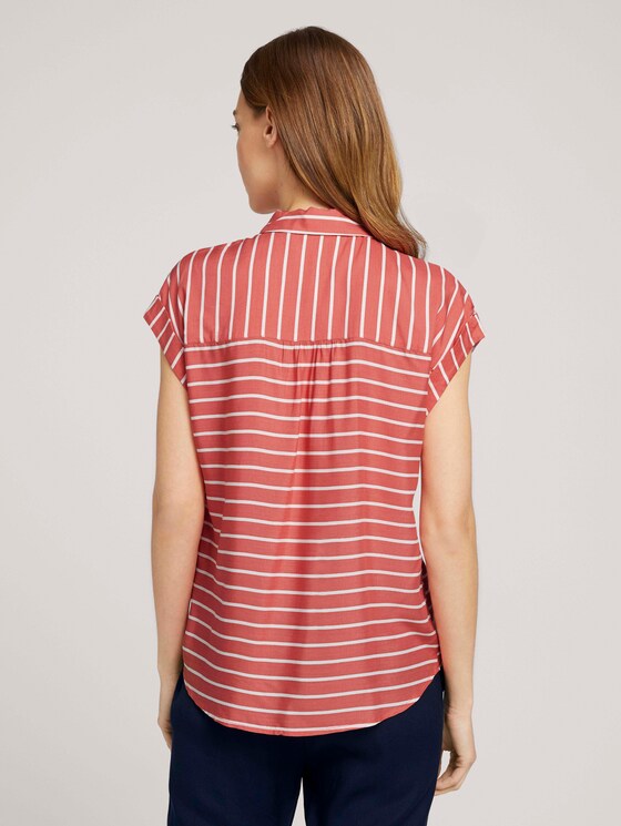Gestreifte Kurzarmbluse - Frauen - red offwhite stripe Gestreifte Kurzarmbluse - Frauen - red offwhite stripe - 2 - TOM TAILOR