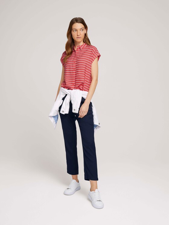 Gestreifte Kurzarmbluse - Frauen - red offwhite stripe Gestreifte Kurzarmbluse - Frauen - red offwhite stripe - 3 - TOM TAILOR
