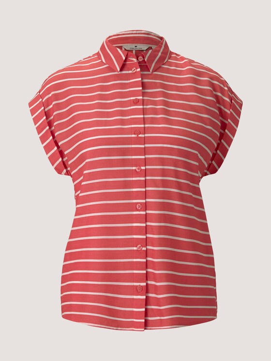 Gestreifte Kurzarmbluse - Frauen - red offwhite stripe Gestreifte Kurzarmbluse - Frauen - red offwhite stripe - 7 - TOM TAILOR