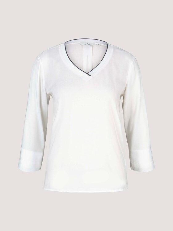 Basic Bluse mit V-Ausschnitt - Frauen - Whisper White Basic Bluse mit V-Ausschnitt - Frauen - Whisper White - 7 - TOM TAILOR
