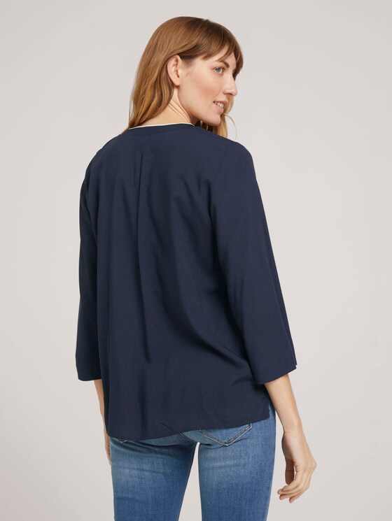 Basic Bluse mit V-Ausschnitt - Frauen - Sky Captain Blue Basic Bluse mit V-Ausschnitt - Frauen - Sky Captain Blue - 2 - TOM TAILOR