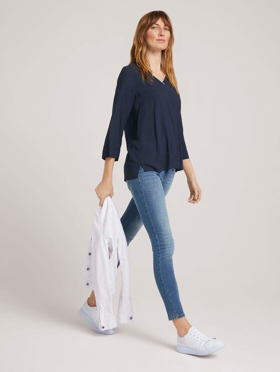 Basic Bluse mit V-Ausschnitt - Frauen - Sky Captain Blue Basic Bluse mit V-Ausschnitt - Frauen - Sky Captain Blue - 3 - TOM TAILOR