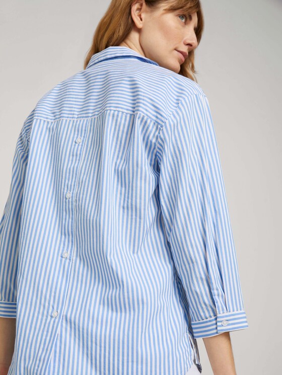 Popeline Bluse mit Knopfleiste am Rücken - Frauen - blue offwhite thin stripe Popeline Bluse mit Knopfleiste am Rücken - Frauen - blue offwhite thin stripe - 10 - TOM TAILOR