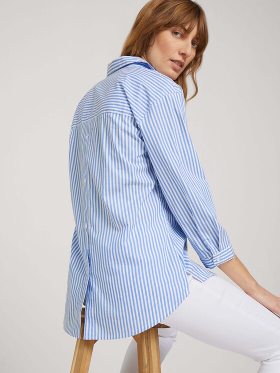 Popeline Bluse mit Knopfleiste am Rücken - Frauen - blue offwhite thin stripe Popeline Bluse mit Knopfleiste am Rücken - Frauen - blue offwhite thin stripe - 5 - TOM TAILOR