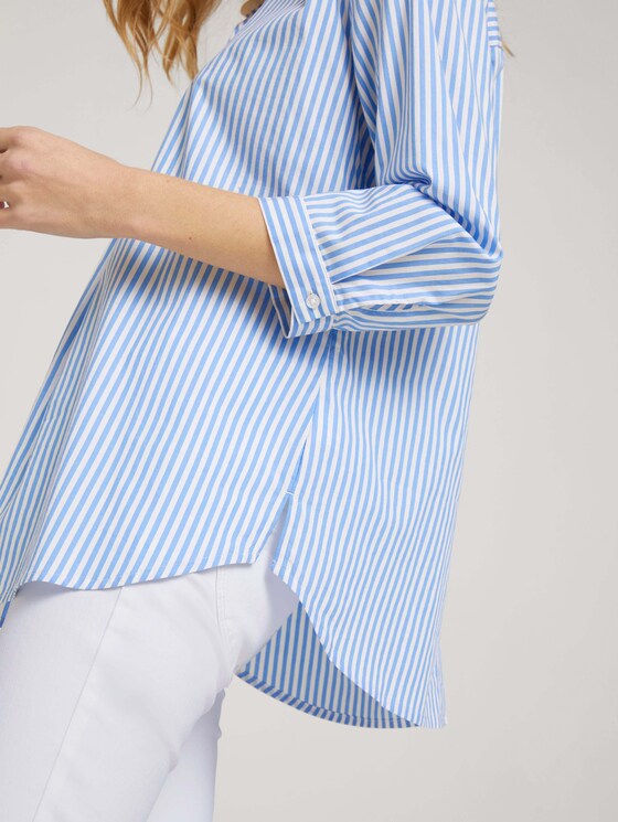 Popeline Bluse mit Knopfleiste am Rücken - Frauen - blue offwhite thin stripe Popeline Bluse mit Knopfleiste am Rücken - Frauen - blue offwhite thin stripe - 9 - TOM TAILOR