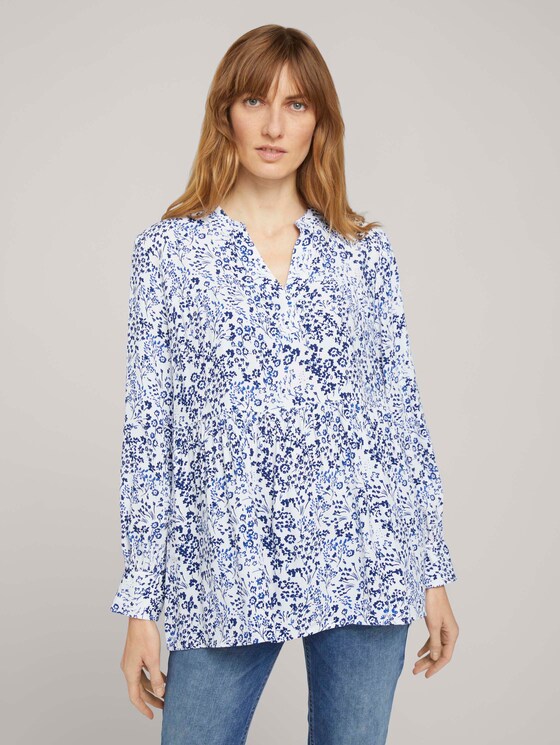 Tunika Bluse mit Volants - Frauen - offwhite flower design Tunika Bluse mit Volants - Frauen - offwhite flower design - 1 - TOM TAILOR