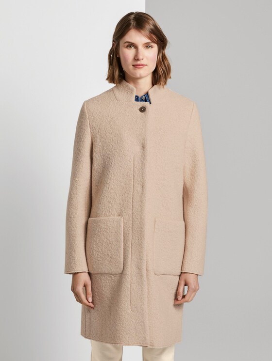 Bouclé-Mantel mit Kragenvariation - Frauen - warm sand beige Bouclé-Mantel mit Kragenvariation - Frauen - warm sand beige - 1 - TOM TAILOR