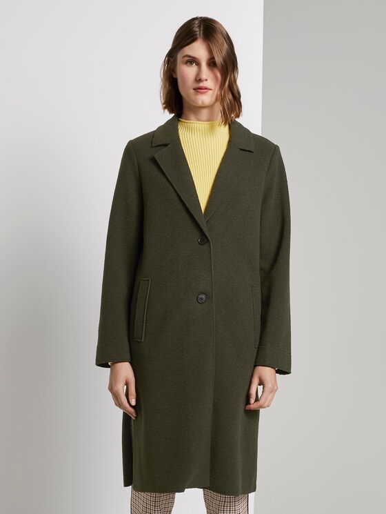 Langer Mantel mit Seitenschlitzen - Frauen - Dark Rosin Green Langer Mantel mit Seitenschlitzen - Frauen - Dark Rosin Green - 1 - TOM TAILOR