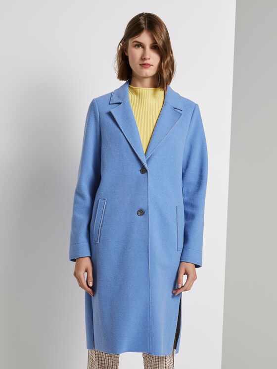 Langer Mantel mit Seitenschlitzen - Frauen - sea blue Langer Mantel mit Seitenschlitzen - Frauen - sea blue - 1 - TOM TAILOR