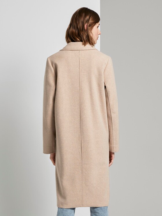 Langer Mantel mit Seitenschlitzen - Frauen - powder beige melange Langer Mantel mit Seitenschlitzen - Frauen - powder beige melange - 2 - TOM TAILOR