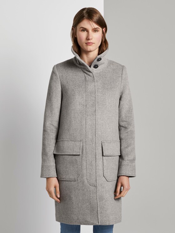Moderner Mantel mit Stehkragen - Frauen - mid grey twill structure Moderner Mantel mit Stehkragen - Frauen - mid grey twill structure - 1 - TOM TAILOR